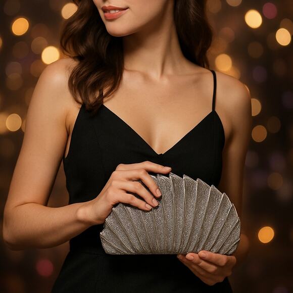 Nina Astor Silver Sparling Clutch Evening Bag - Picture 2 of 8